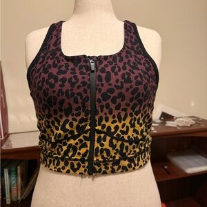 Tried Leopard Print Zip-Front Sports Bra